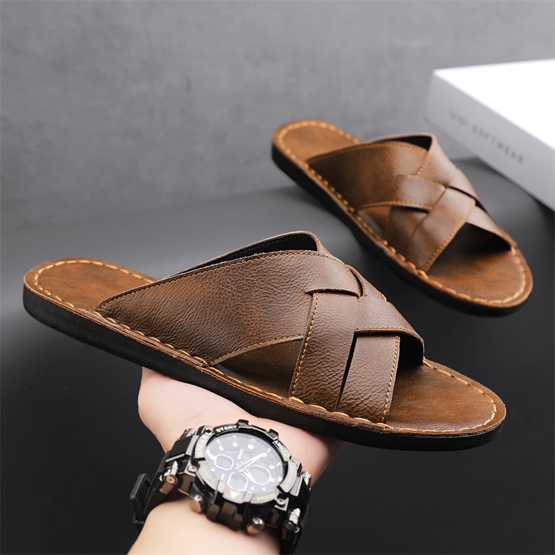 Flip Flop Leather Men - Genuine Leather Men Casual Sandals Summer