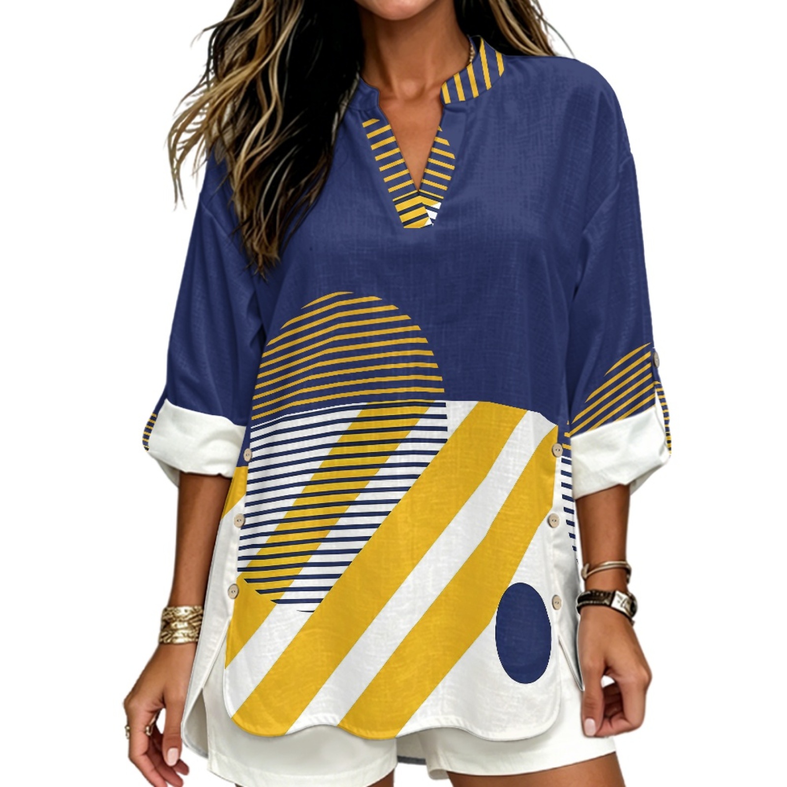 Linen Shirt Breathable - INSTANTARTS Women'S Linen V-Neck Shirt Breathable