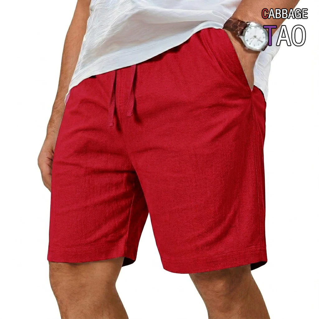 Short Linen Drawstring - Oversized Cotton Linen Shorts Solid Lightweight