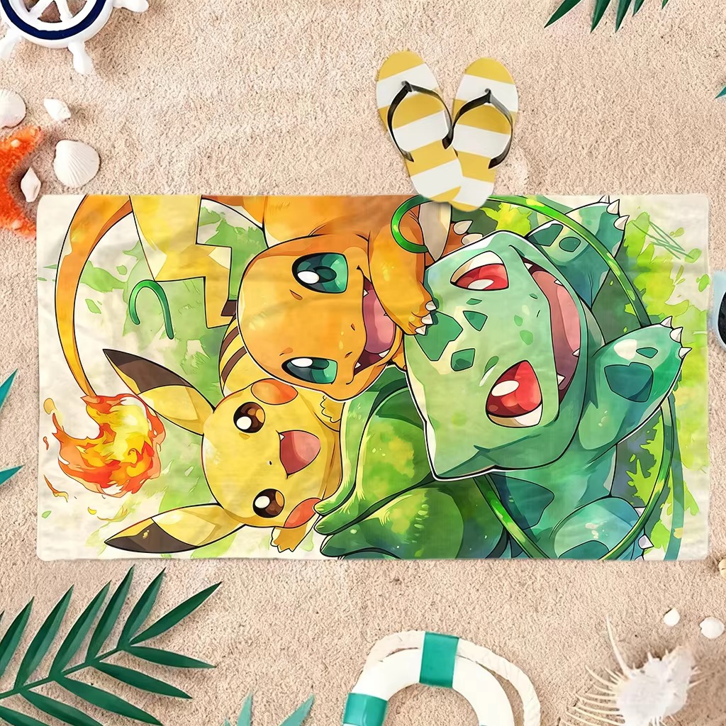P-Pokemon Starters Anime Beach - đánh giá và giá Beach Towel Large