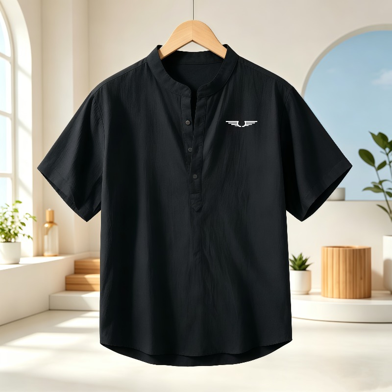 Men's cotton and linen Henley  - đánh giá và giá Linen Shirt Breathable