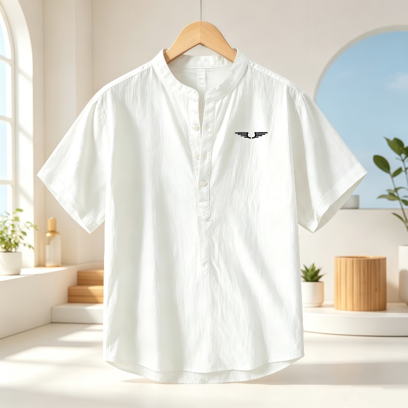 Men's cotton and linen Henley  - đánh giá và giá Linen Shirt Breathable