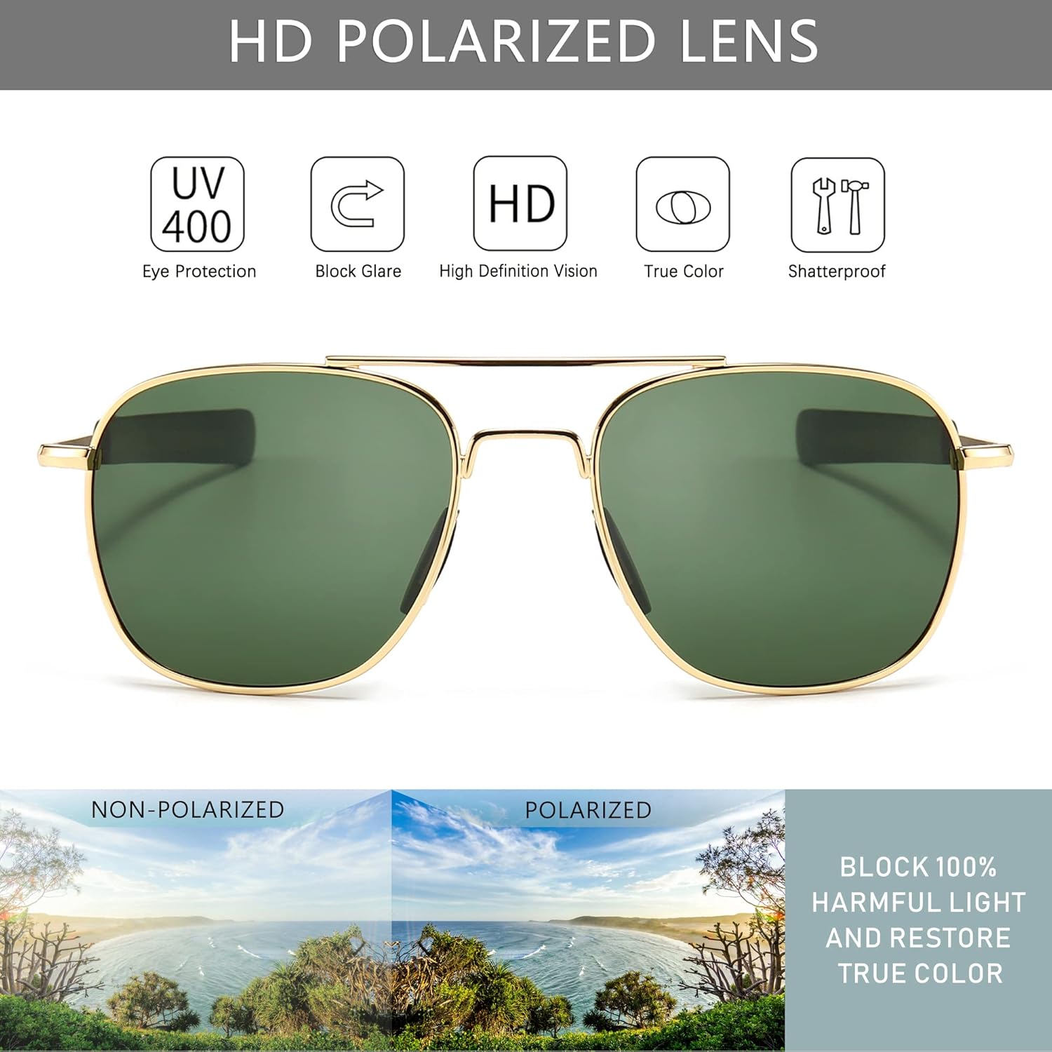 Men's Military Style Polarized - đánh giá và giá Sunglasses Aviator Polarized
