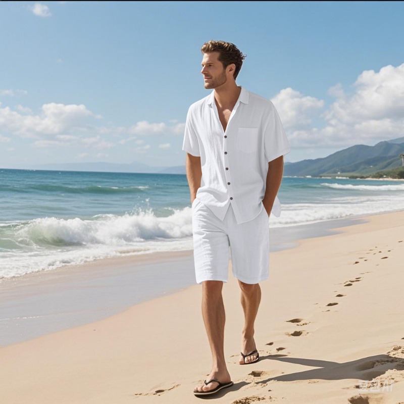 Men Linen Blend Camp Collar Sh - đánh giá và giá Linen Shirt Breathable