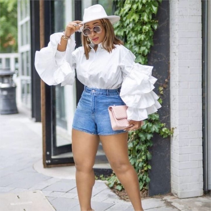 Women White Shirts Solid Full  - đánh giá và giá Shirt Camp Collar