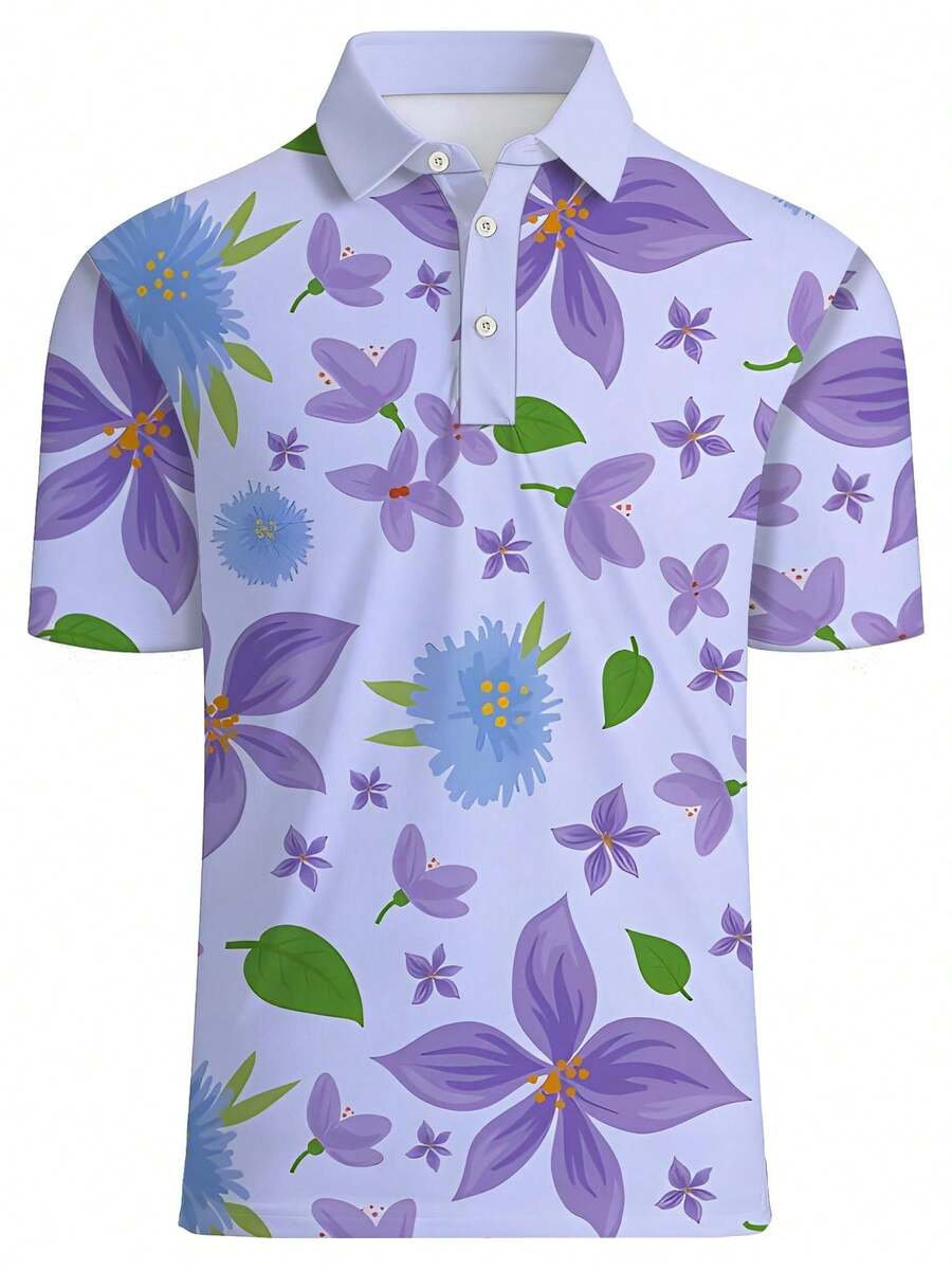 Mens Floral Print Pique Shirt  - đánh giá và giá Polo Shirt Pique