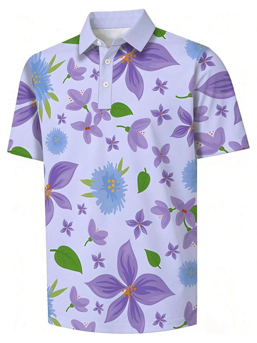 Mens Floral Print Pique Shirt  - đánh giá và giá Polo Shirt Pique