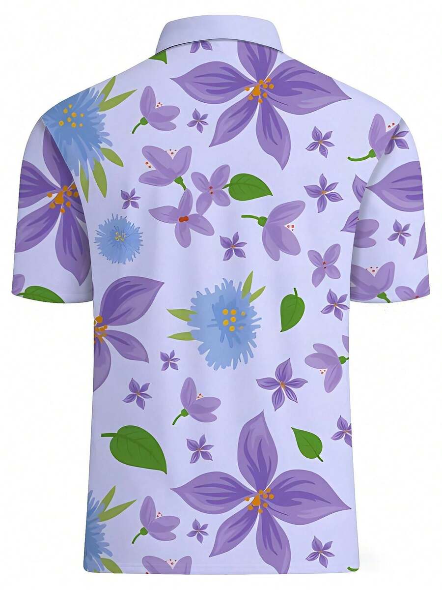 Mens Floral Print Pique Shirt  - đánh giá và giá Polo Shirt Pique