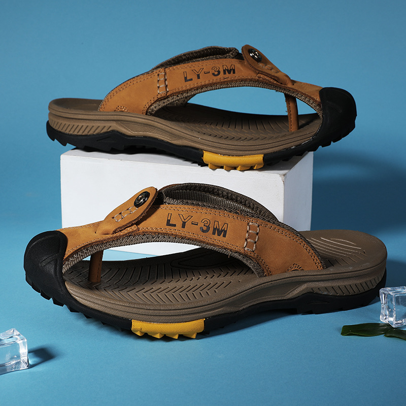 New Men's Genuine Leather Flip - đánh giá và giá Flip Flop Leather Men