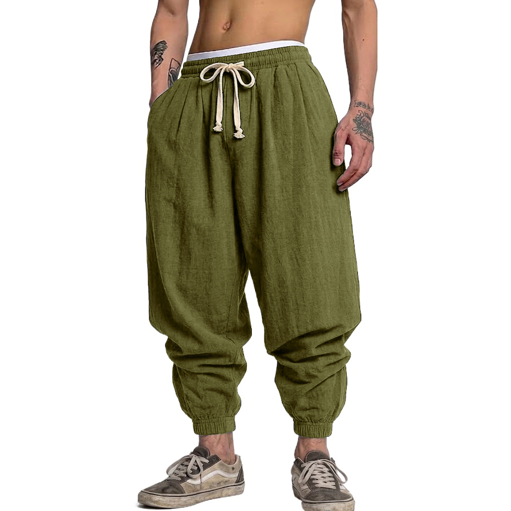 Korean Cotton Linen Trousers A - đánh giá và giá Short Linen Drawstring