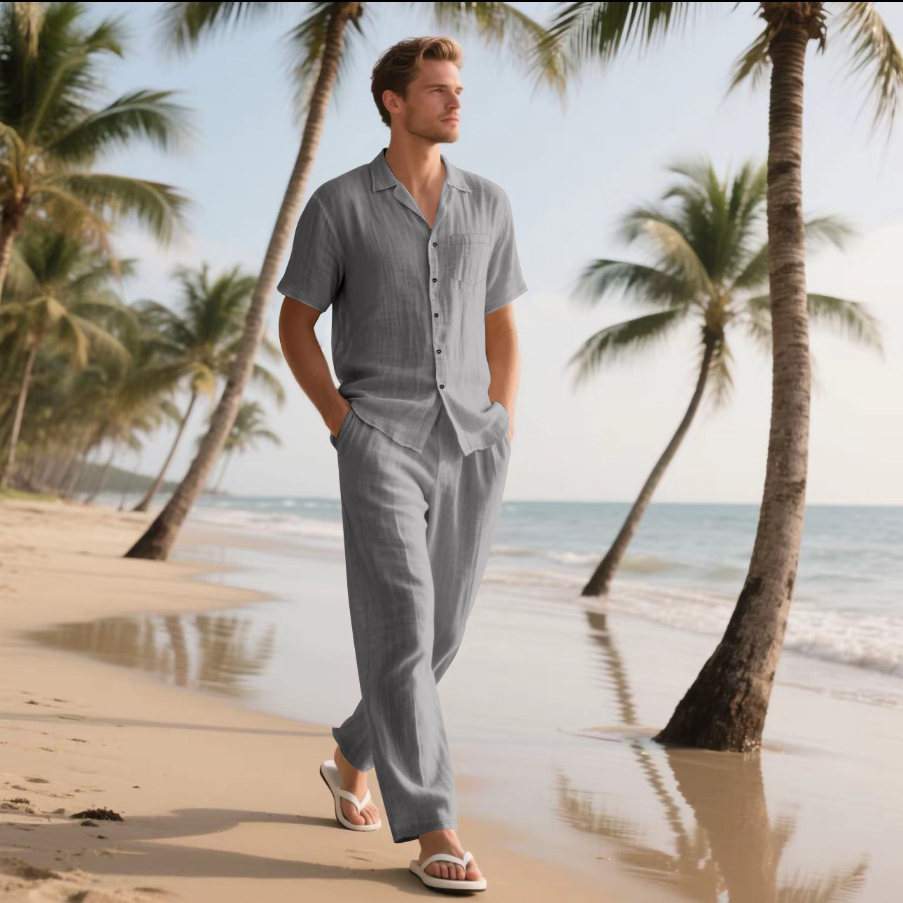 Summer Men's New Linen Casual  - đánh giá và giá Short Linen Drawstring