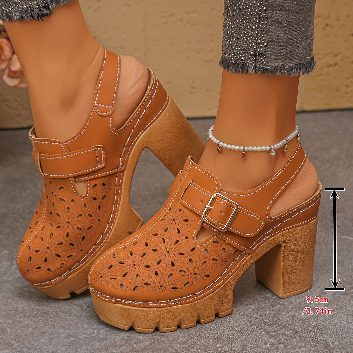 Large Size Women's Thick Heel  - đánh giá và giá Casual Sandal Leather