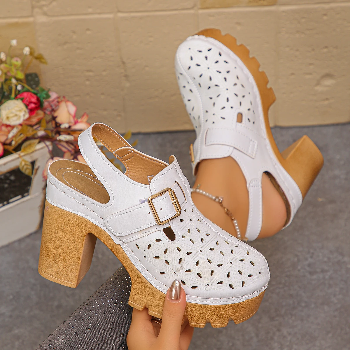 Large Size Women's Thick Heel  - đánh giá và giá Casual Sandal Leather