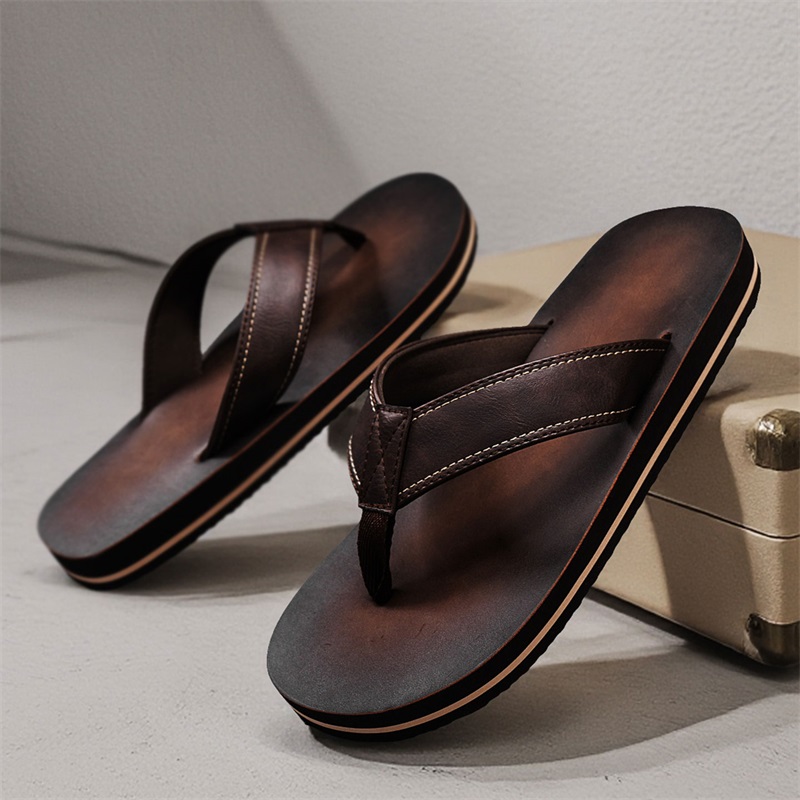 Men's Vintage Washed Faux Leat - đánh giá và giá Flip Flop Leather Men