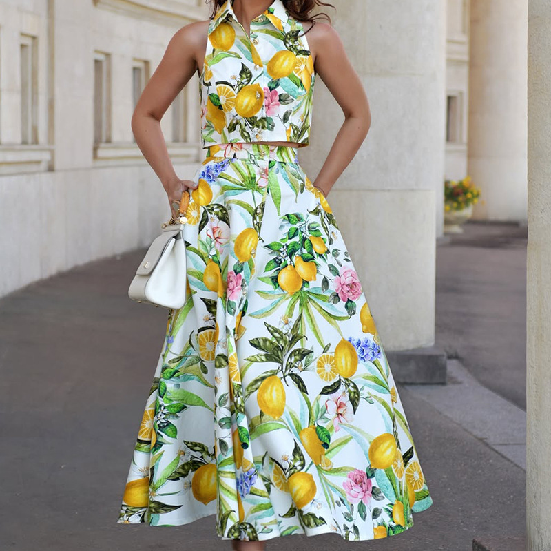 Women's Fashion Lemon Print Sl - đánh giá và giá Shirt Camp Collar