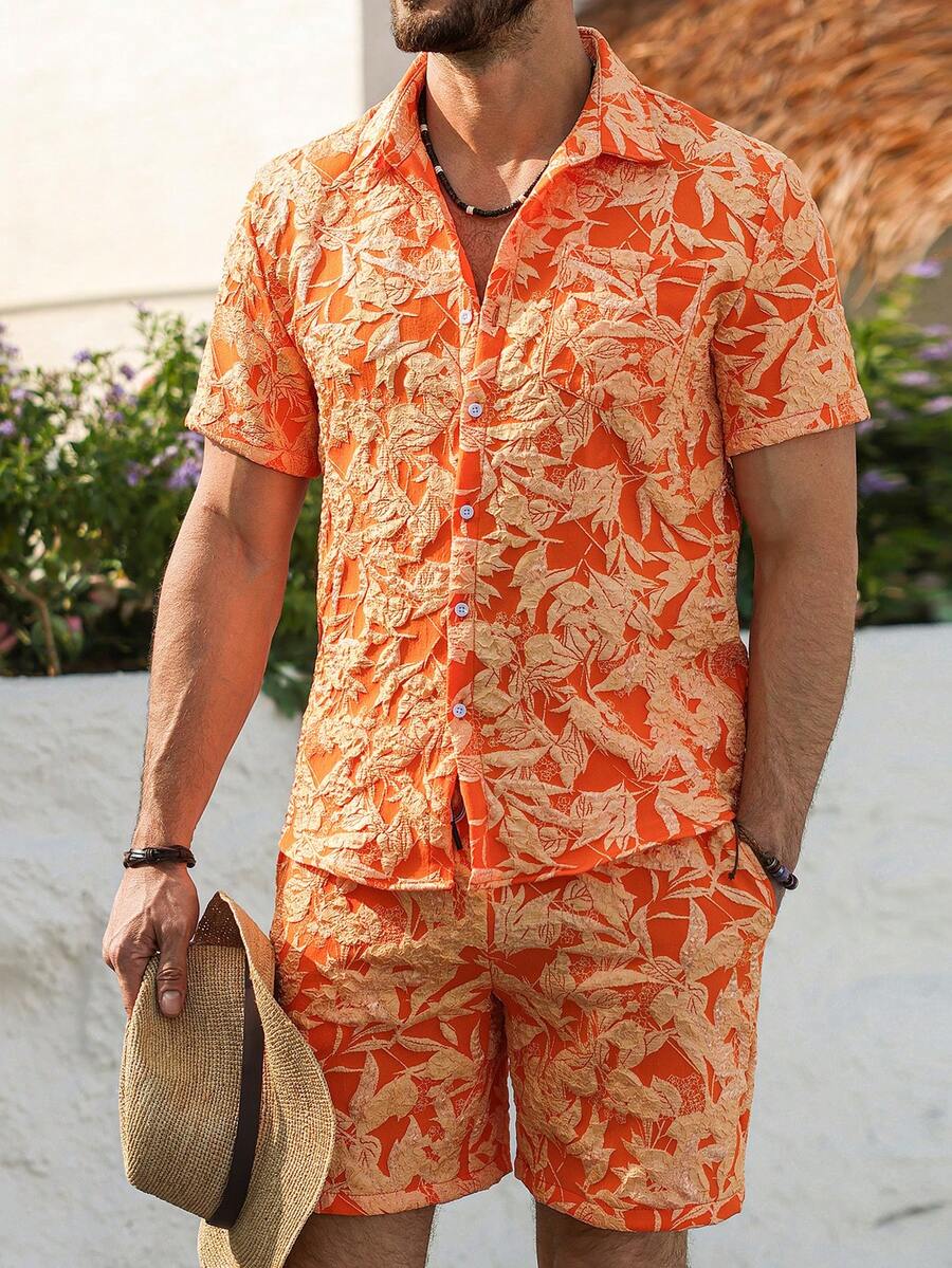 Genlund Men's Burnt Orange Sum - đánh giá và giá Resort Shirt Floral
