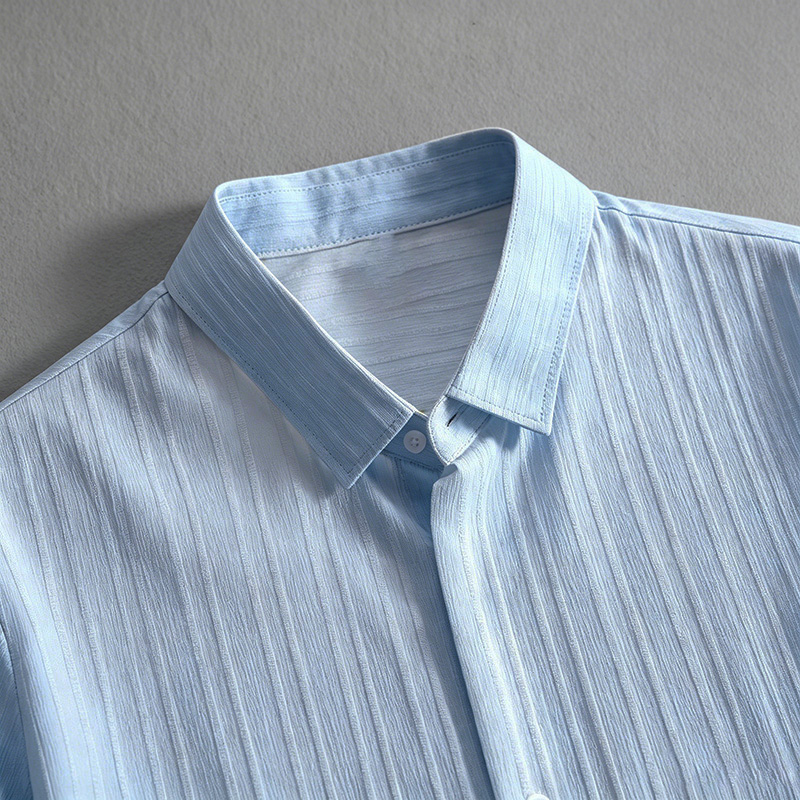 2026 New Men Vertical Wrinkle  - đánh giá và giá Shirt Camp Collar