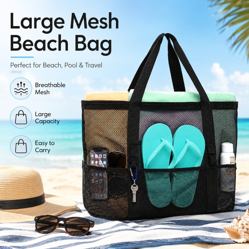 Mesh Beach Bag Large Capacity  - đánh giá và giá Beach Towel Large