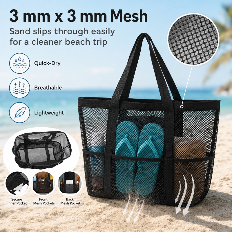 Mesh Beach Bag Large Capacity  - đánh giá và giá Beach Towel Large