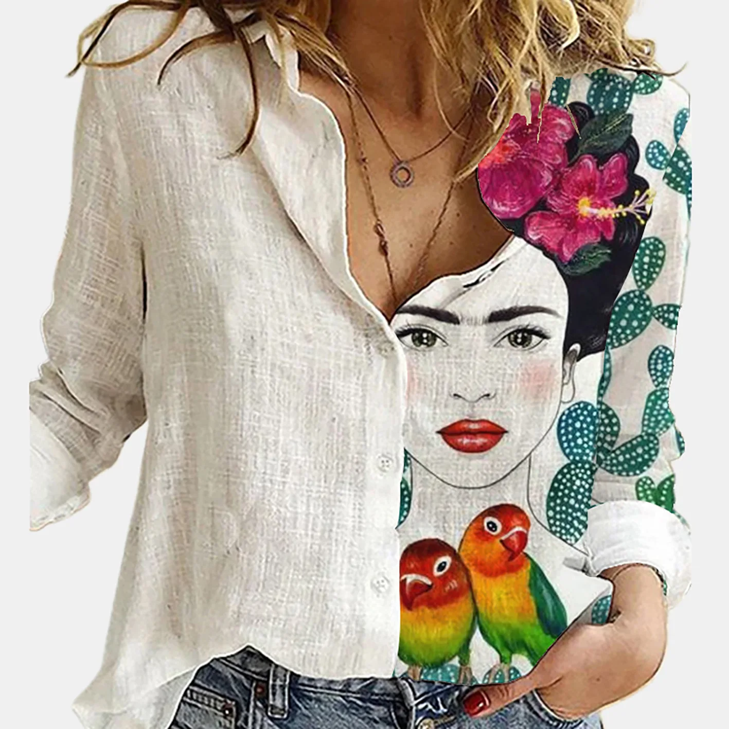 Women Spring And Autumn Long S - đánh giá và giá Shirt Camp Collar