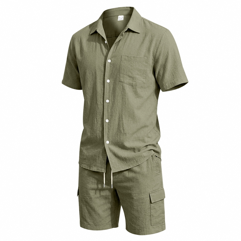 Men Summer American Linen Two  - đánh giá và giá Linen Shirt Breathable