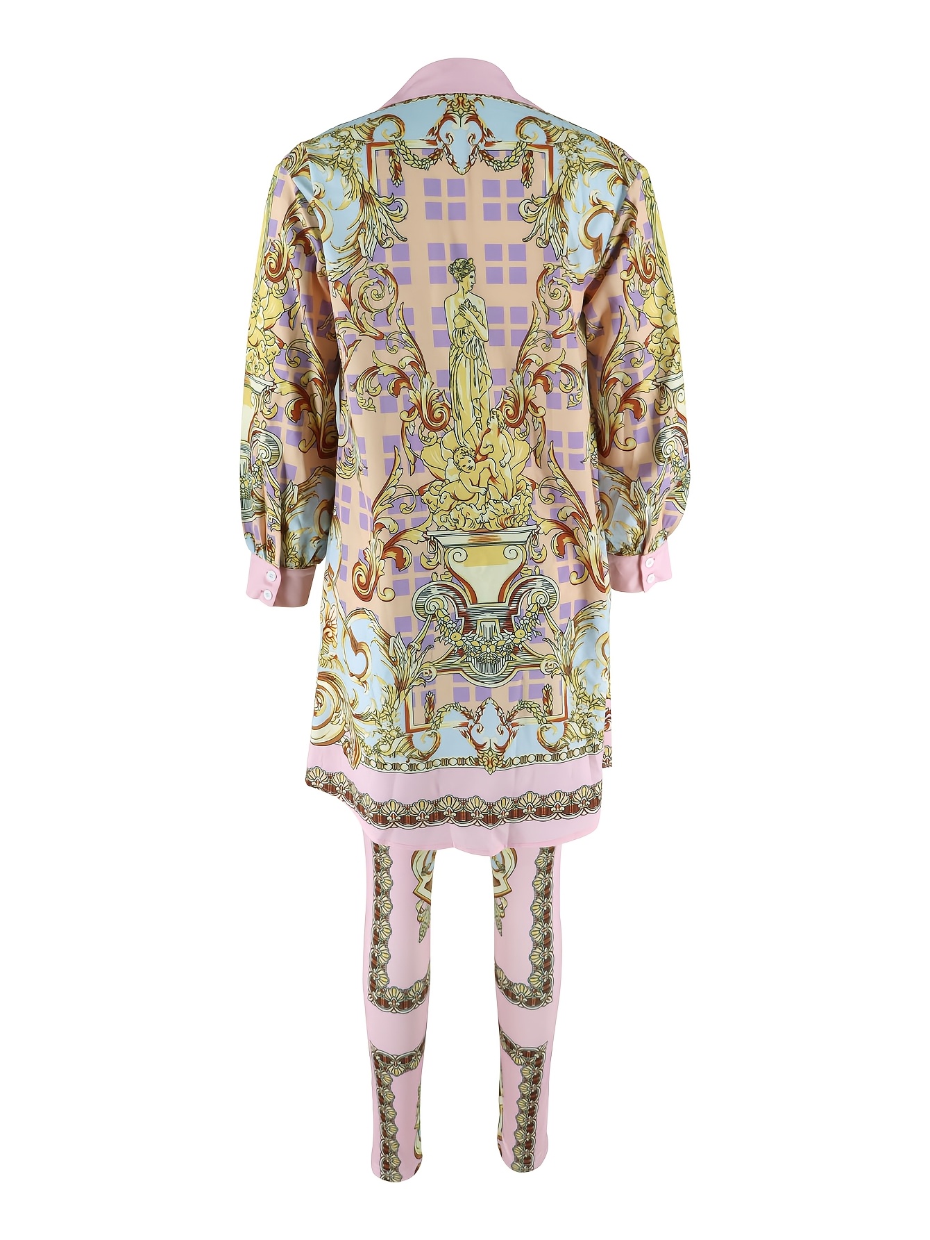 Women 2 Piece Set Ornate Print - đánh giá và giá Shirt Camp Collar