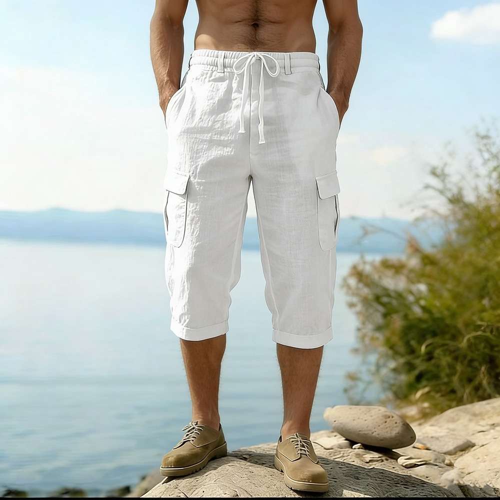 Men Summer Cotton Linen Shorts - đánh giá và giá Short Linen Drawstring